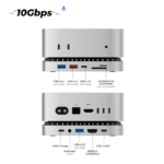 RayCue – RayCue New M4/2024 Mac Mini Hub & Stand with NVMe/ M.2 SATA SSD Enclosure