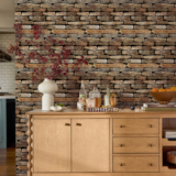 Commomy Decor – 3D Vintage Brown Stone Peel and Stick Wall Tile