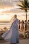 Mariam-col – Chiffon Ruffle Gown with Tie-Back | Bell Sleeve Tiered Maxi Dress